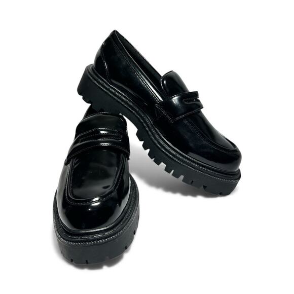 Aldo Shanna Penny Loafer Black Patent Leather Women’s Size 9M Platform Lug Sole - Picture 5 of 11